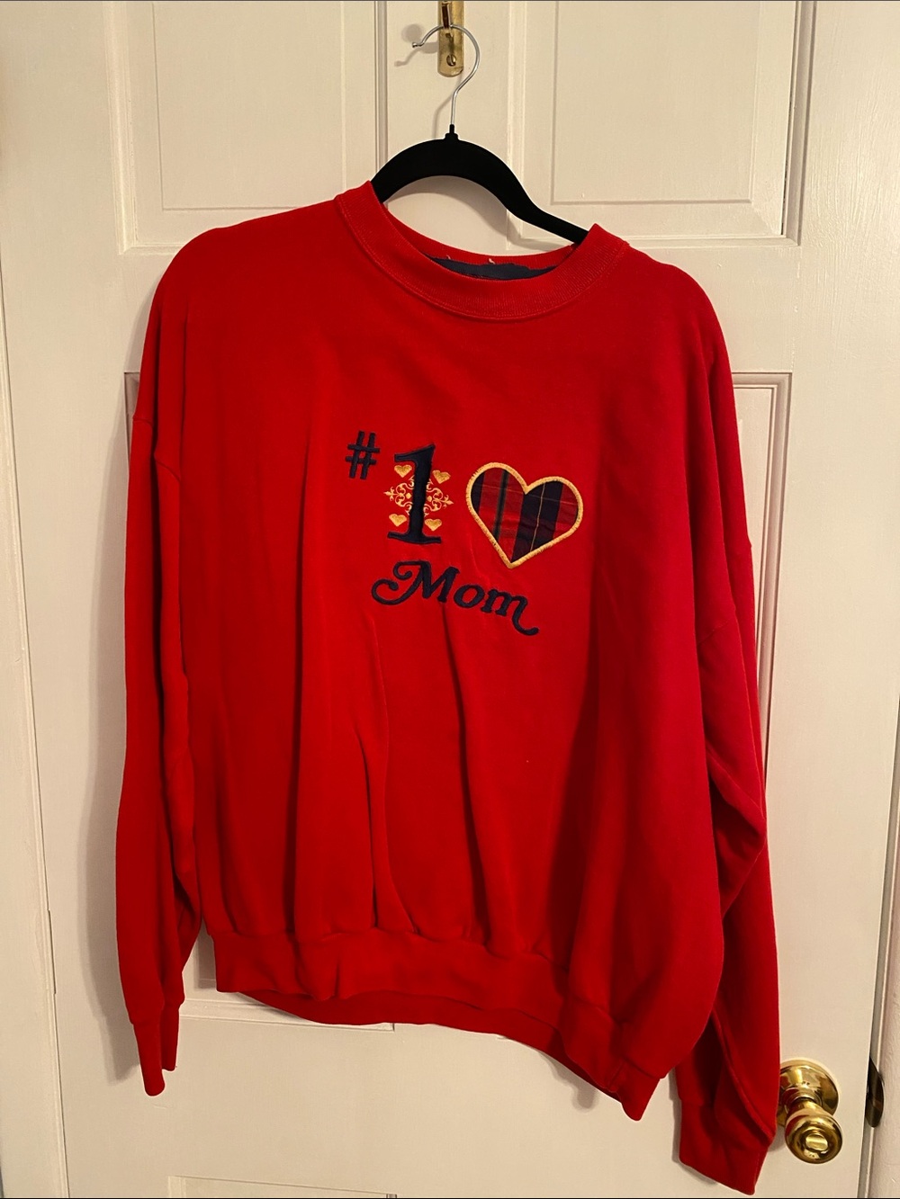 Red "#1 Mom" Heart Sweatshirt